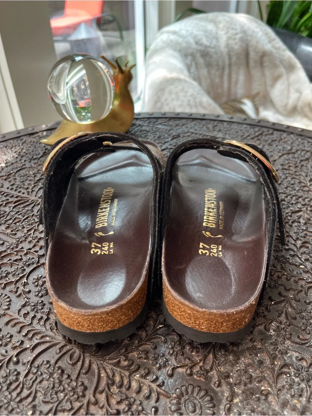 BIRKENSTOCK ARIZONA BIG BUCKLE SANDALS IN PYTHON BROWN 37 6